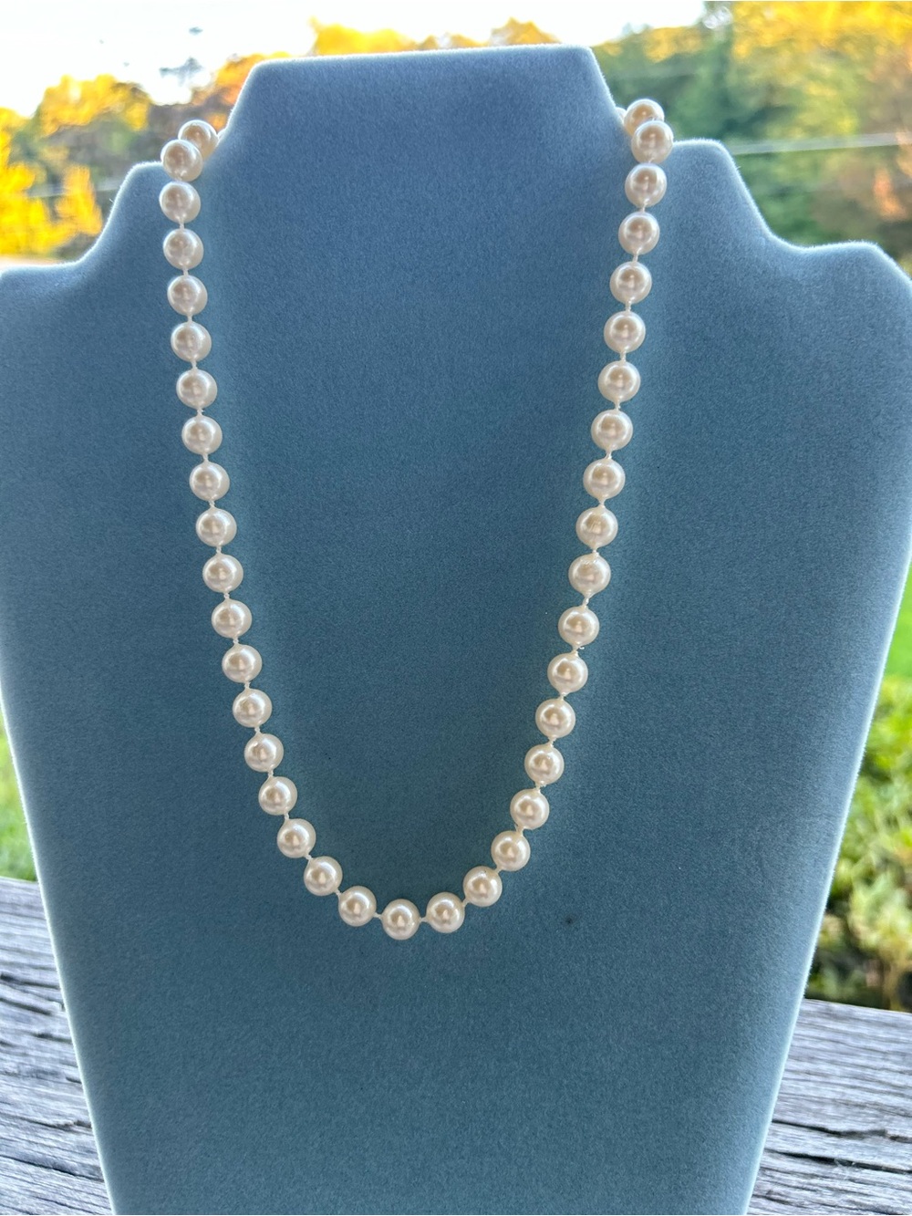 Classic Ivory Pearl Strand Necklace Women Jewelry 18” silver spring ring clasp